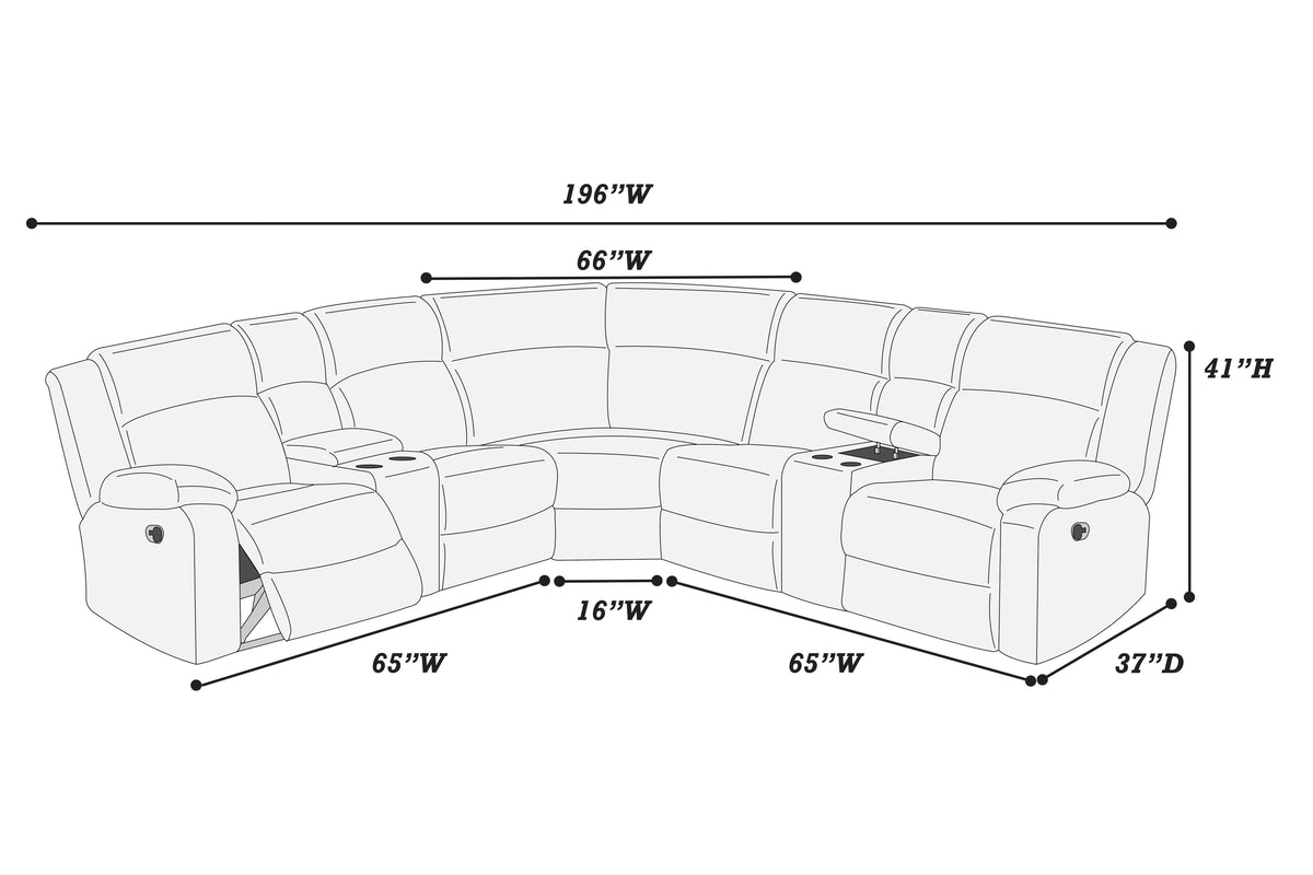 Manual Motion Sectional-Smoke Fur Like Corduroy