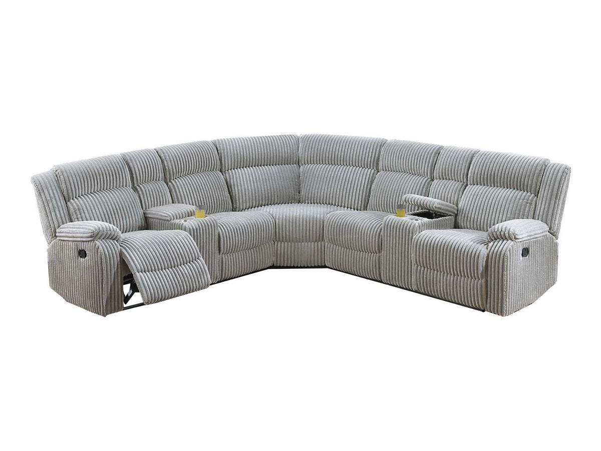 Manual Motion Sectional-Ash Fur Like Corduroy