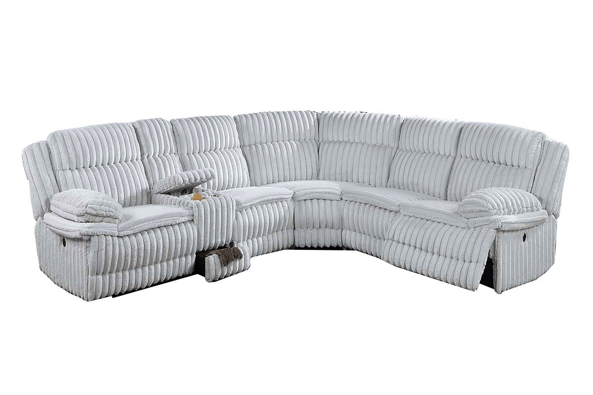 Manual Sectional-Light Gray Fur Like Corduroy