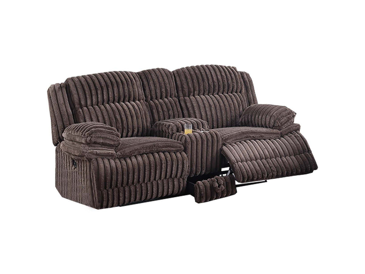 Recliner Lvst W/Console & Drawer - Chocolate