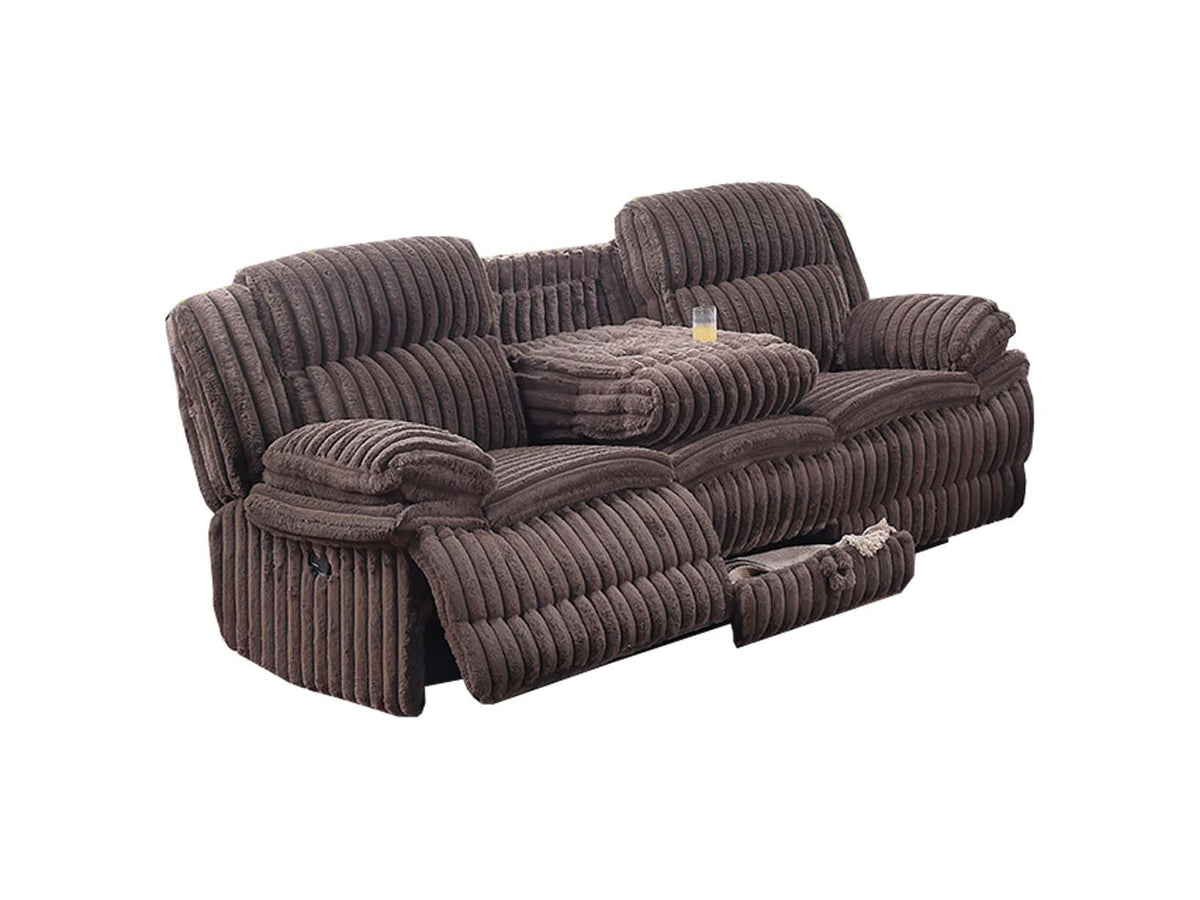 Recliner Sofa W/Fold Table+Charger+Drawer - Light Gray