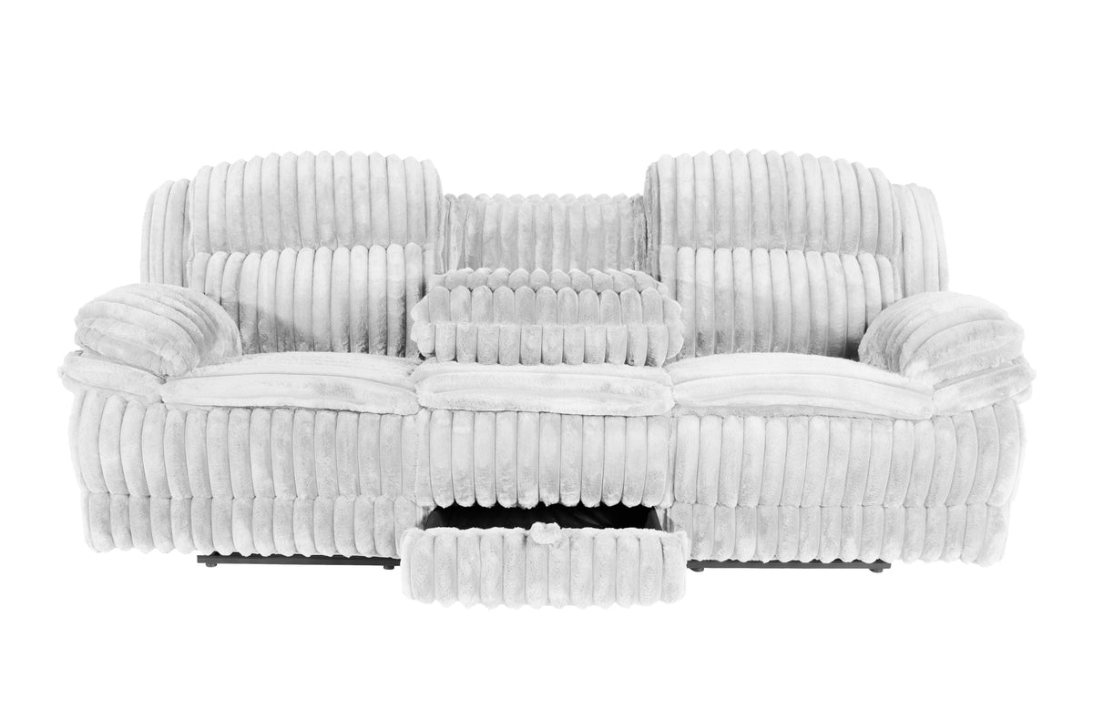 Recliner Sofa W/Fold Table+Charger+Drawer