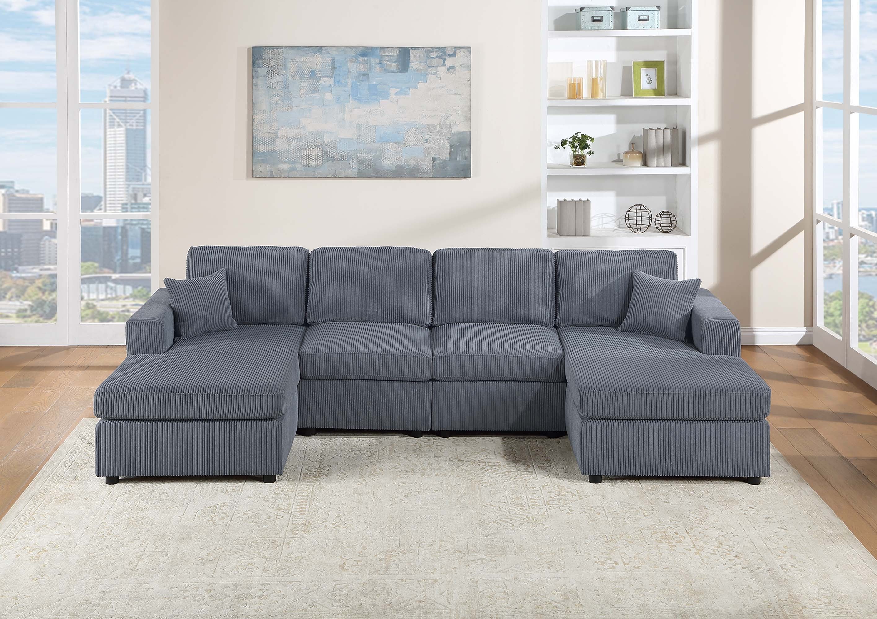 3-Piece Sectional Sofa Set - Dark Gray