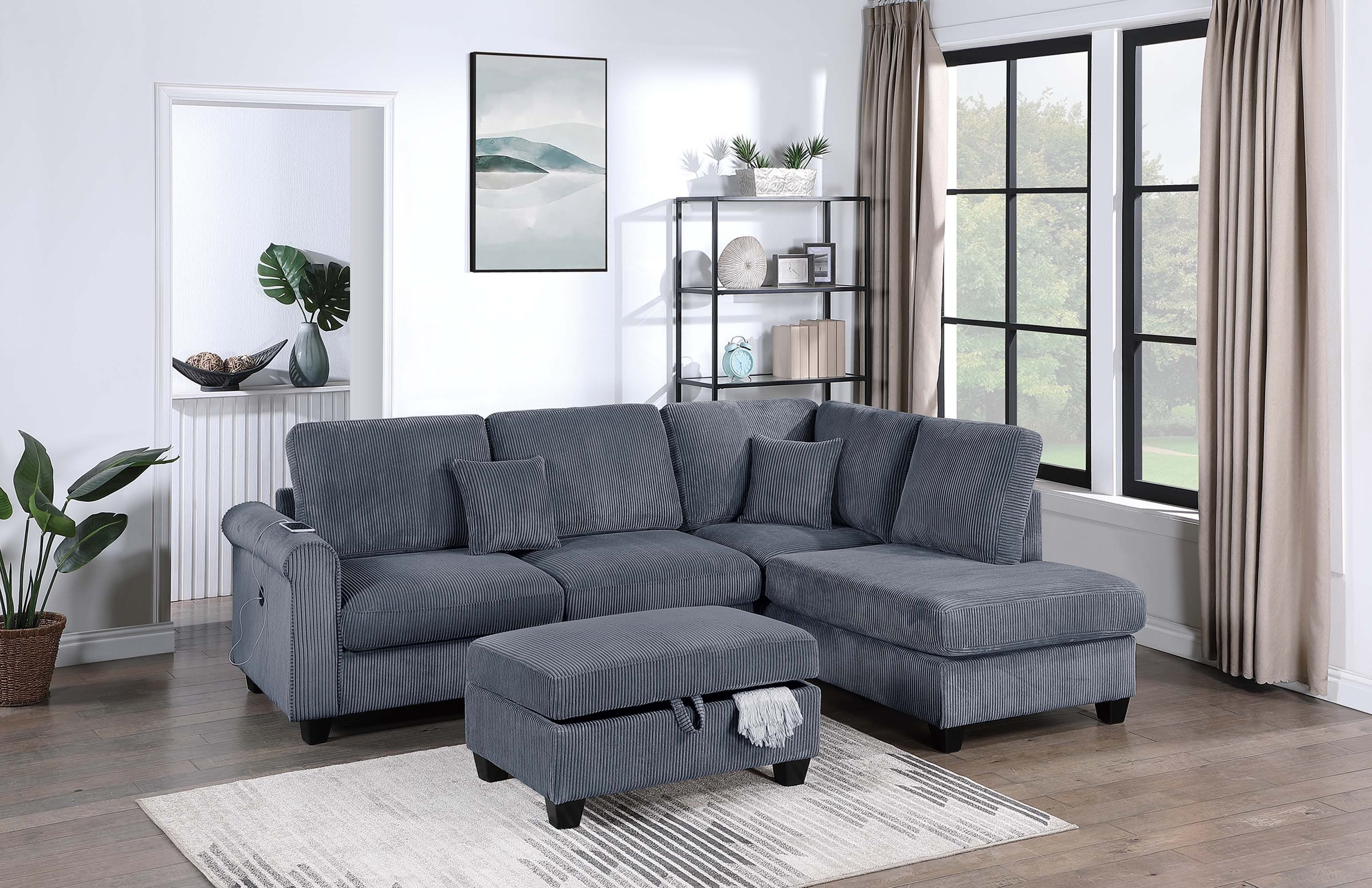 3-Piece Sectional Set - Dark Gray