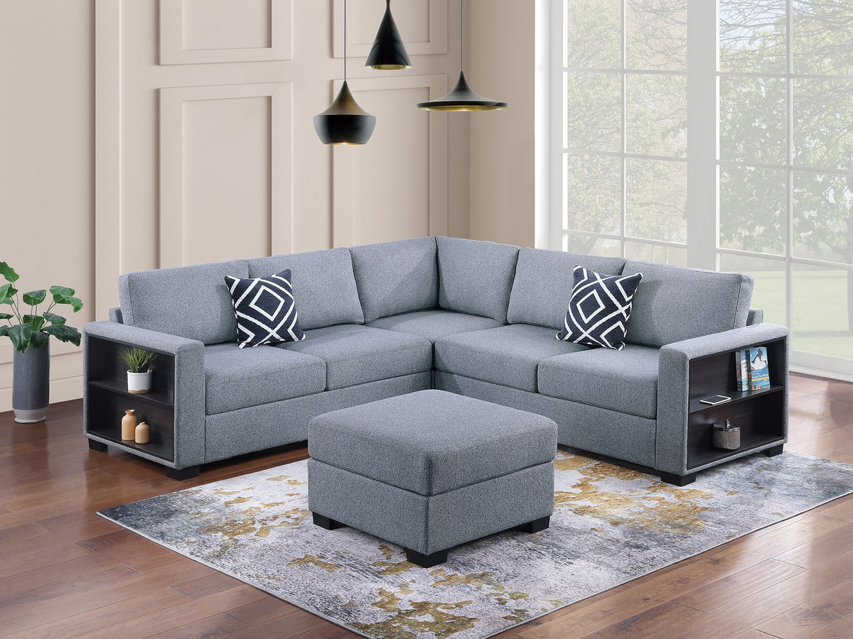 4-Pcs Sectional/Gray Boucle - Gray