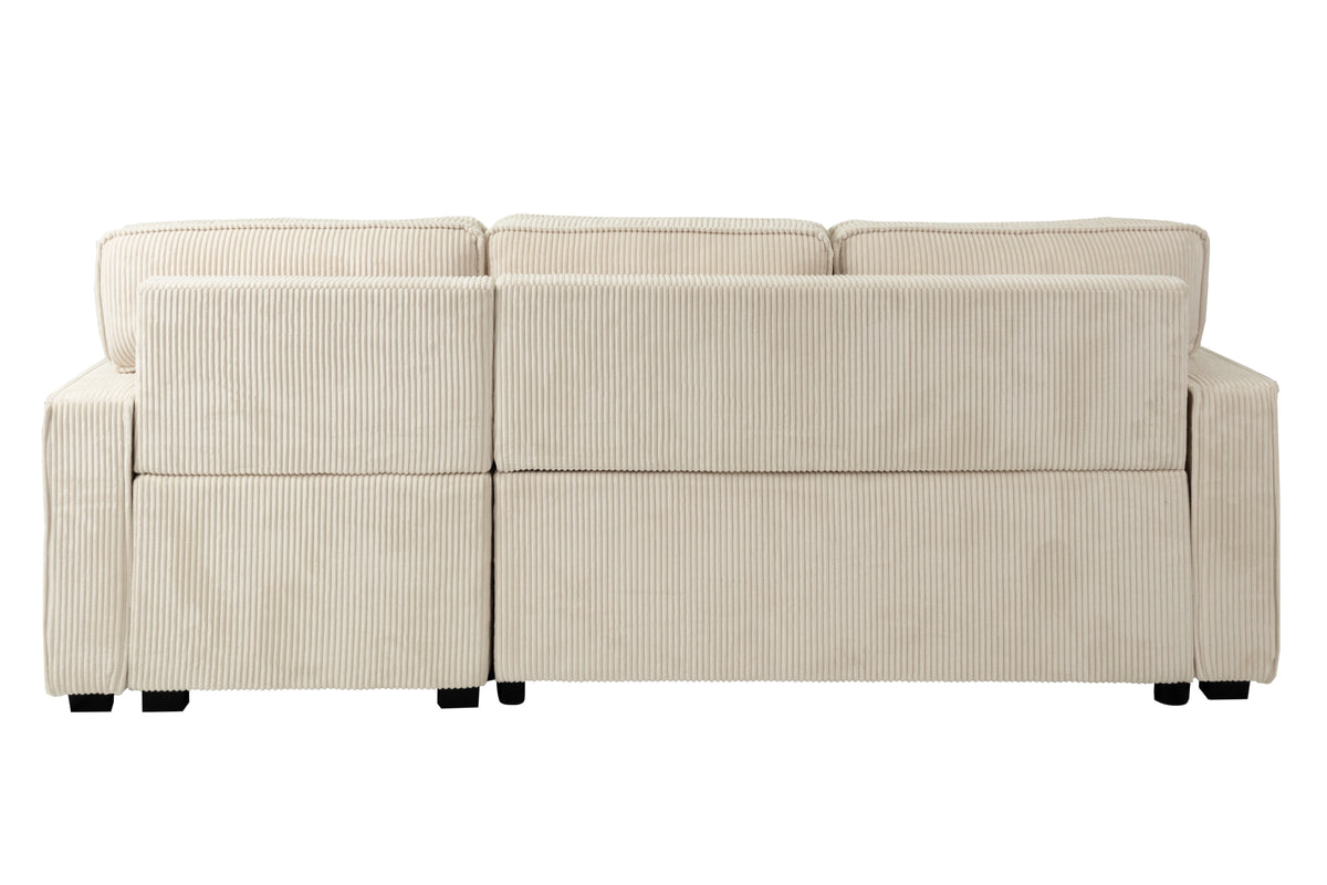 Covertible Sectional W/ Usb Ports & 2 Accent Pillows - Beige