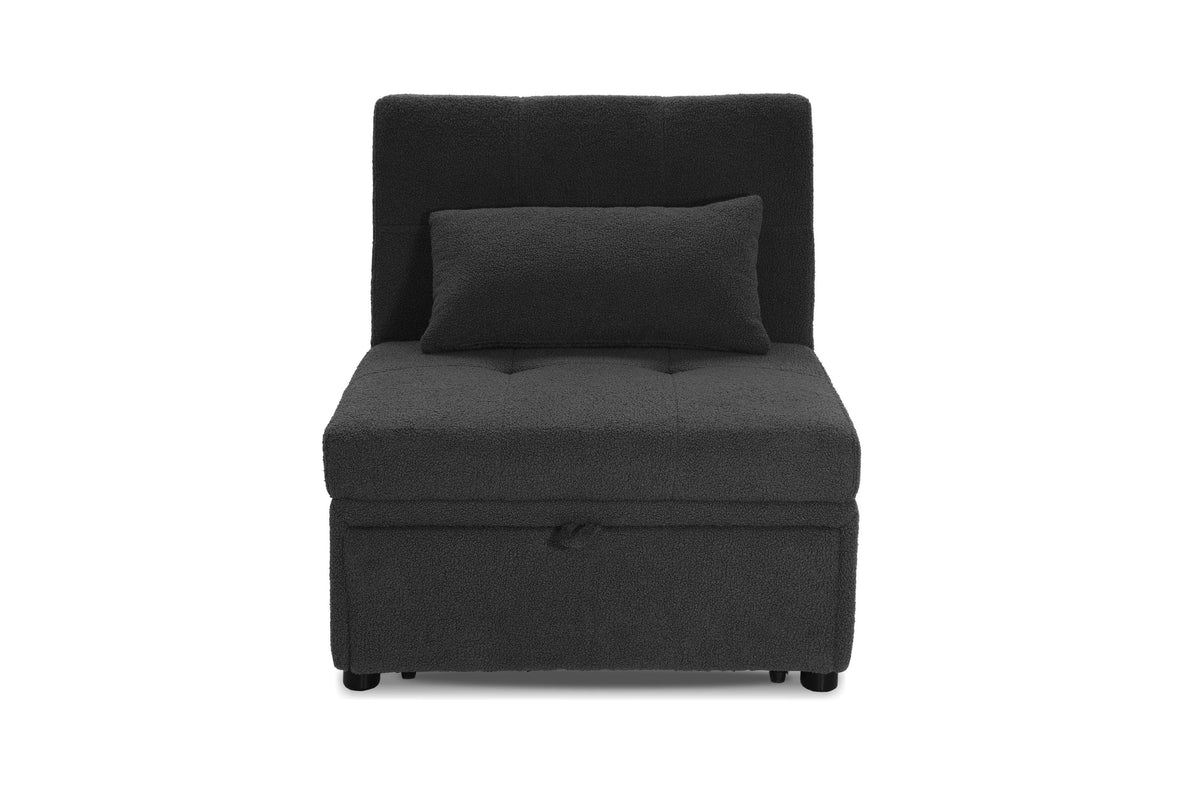 Convertible Sofa W/ Pull-Out Bed - Black Sherpa