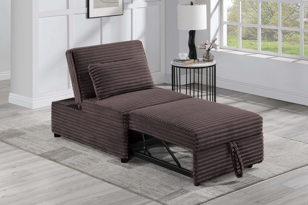 Convertible Sofa W/ Pull-Out Bed - Chocolate Fur-Like Corduroy