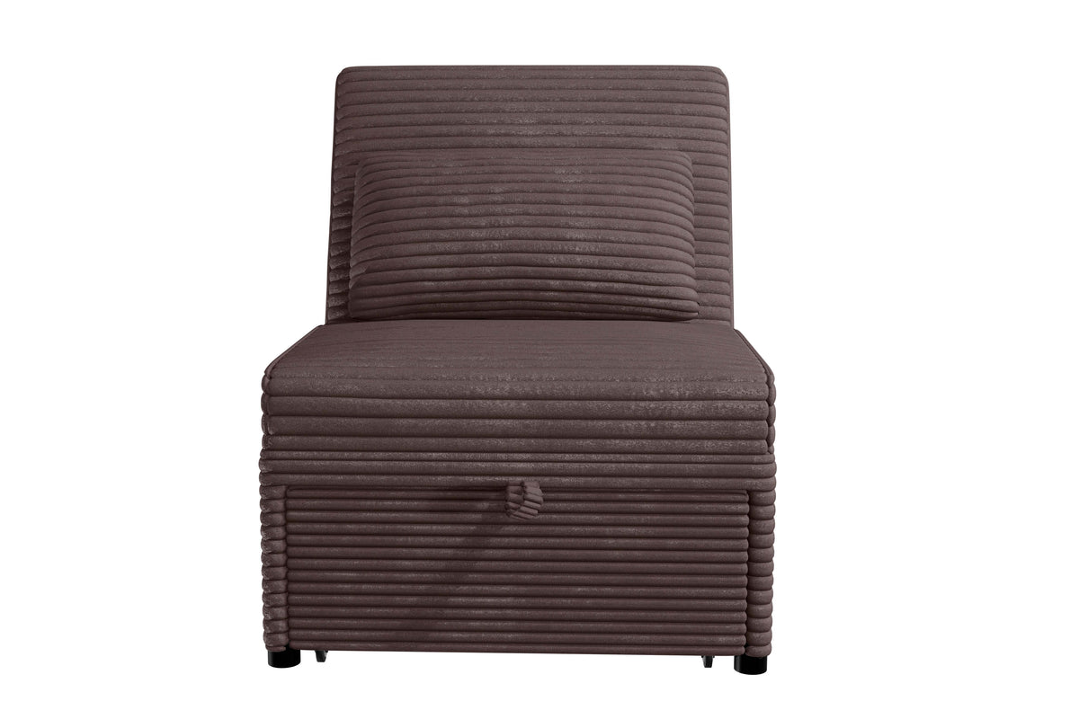 Convertible Sofa W/ Pull-Out Bed - Chocolate Fur-Like Corduroy
