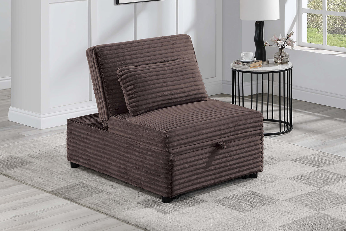 Convertible Sofa W/ Pull-Out Bed - Chocolate Fur-Like Corduroy