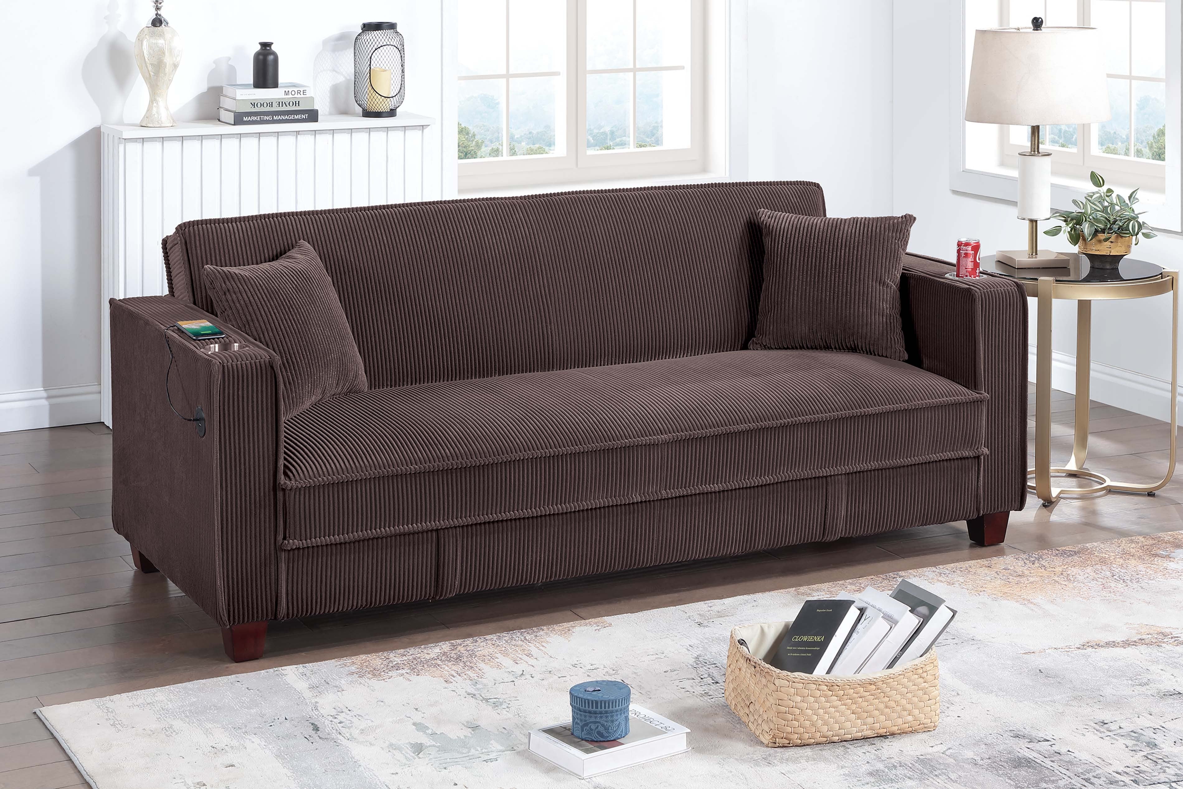 Convertible Sofa - Chocolate Corduroy