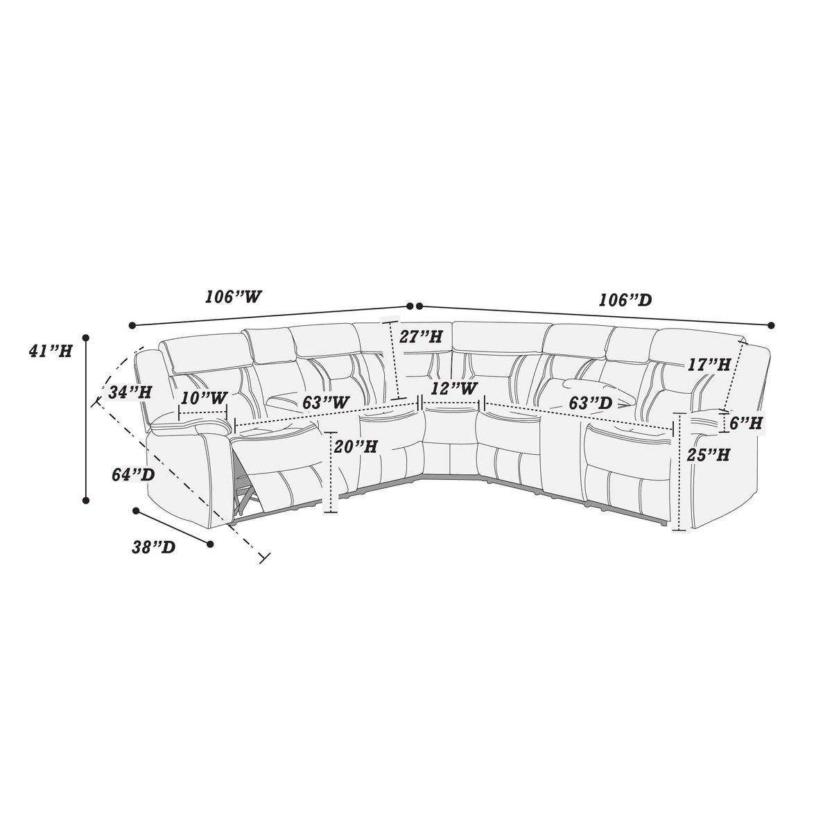 3-Pc Sectional Set - Dark Brown