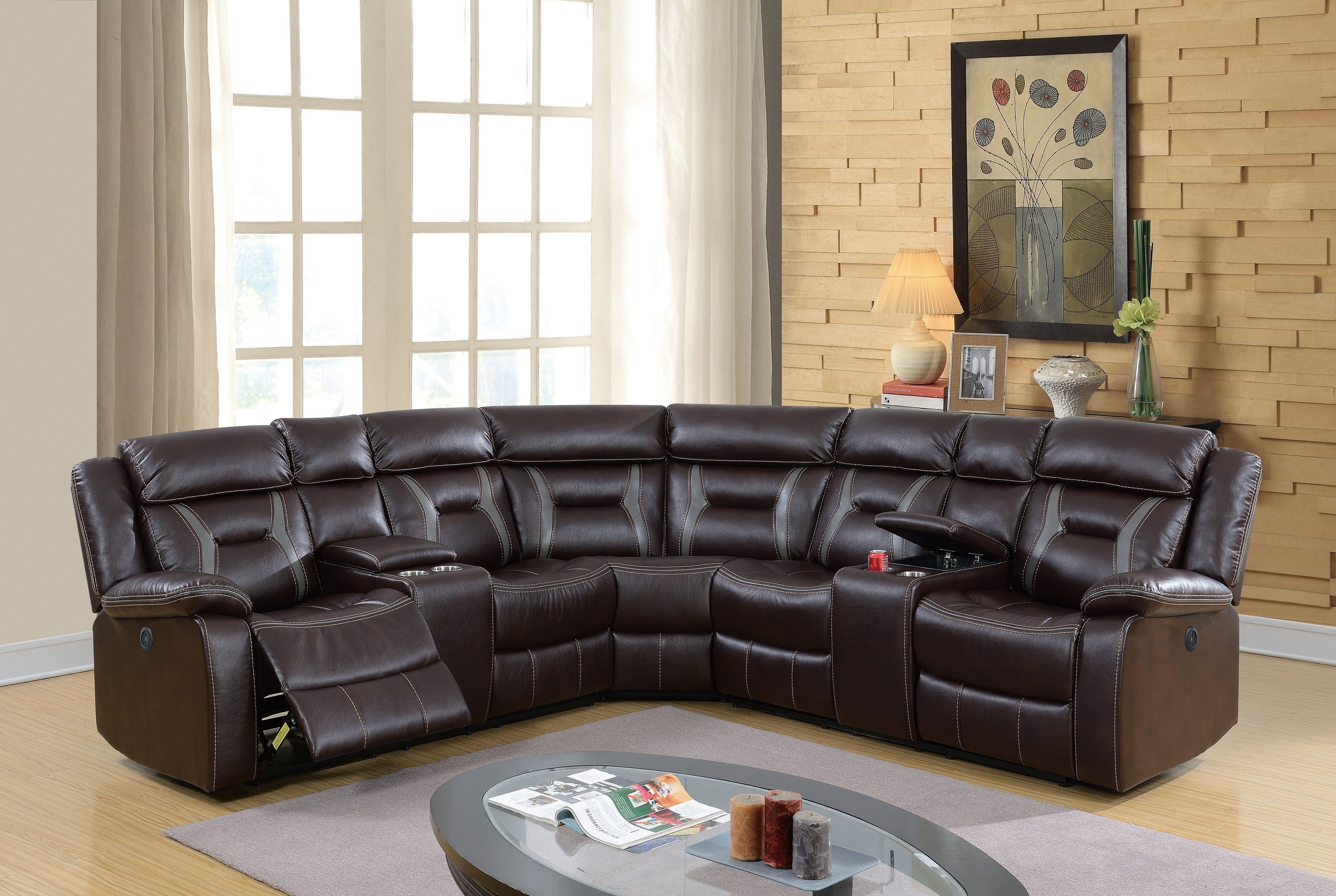 Power Reclining Sectional - Dark Brown