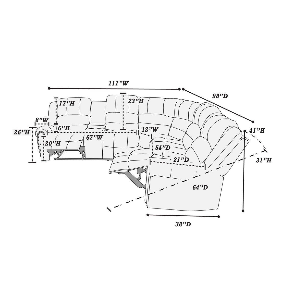 3-Pc Sectional Set - Black