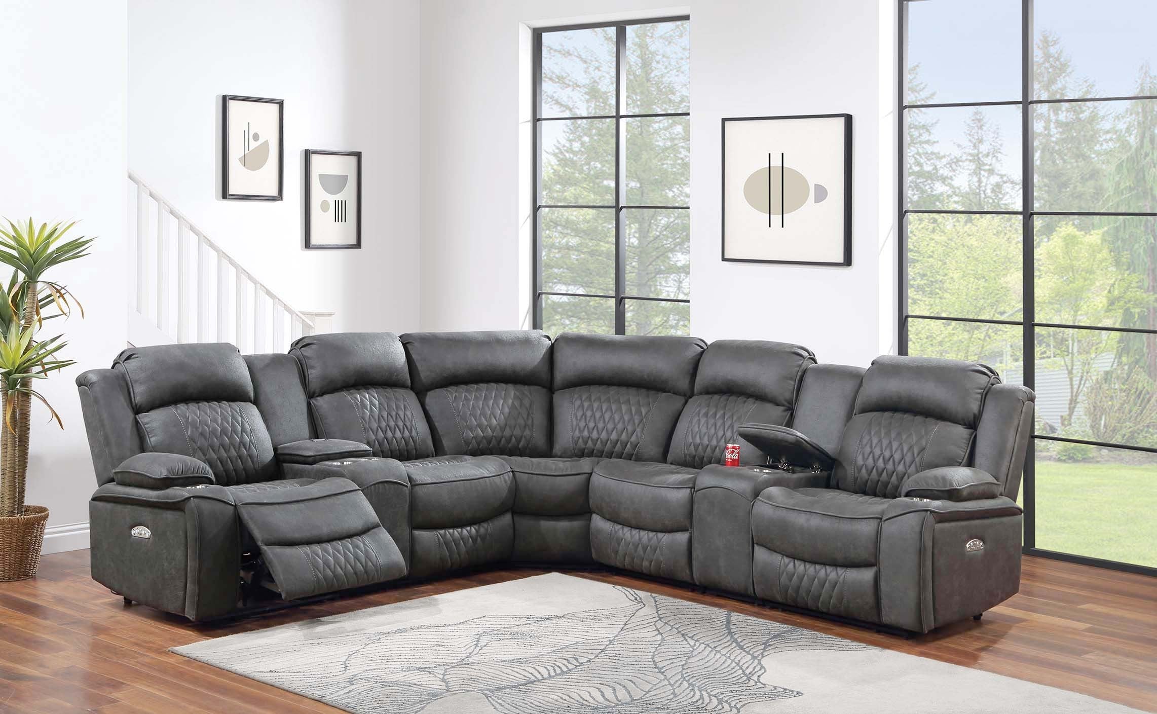 Power Reclining Sectional - Charcoal