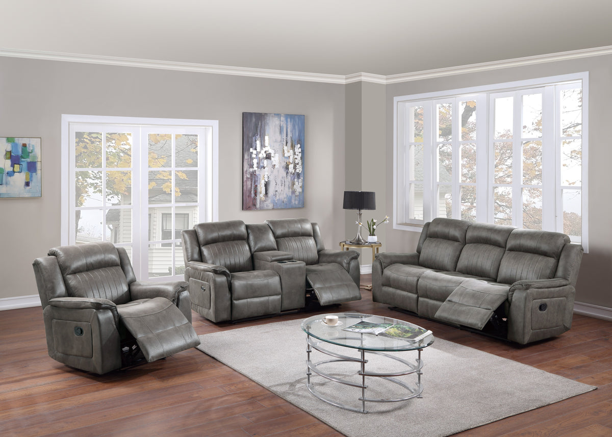Motion Loveseat W/Console/Handle/Slate Blue - Slate Blue