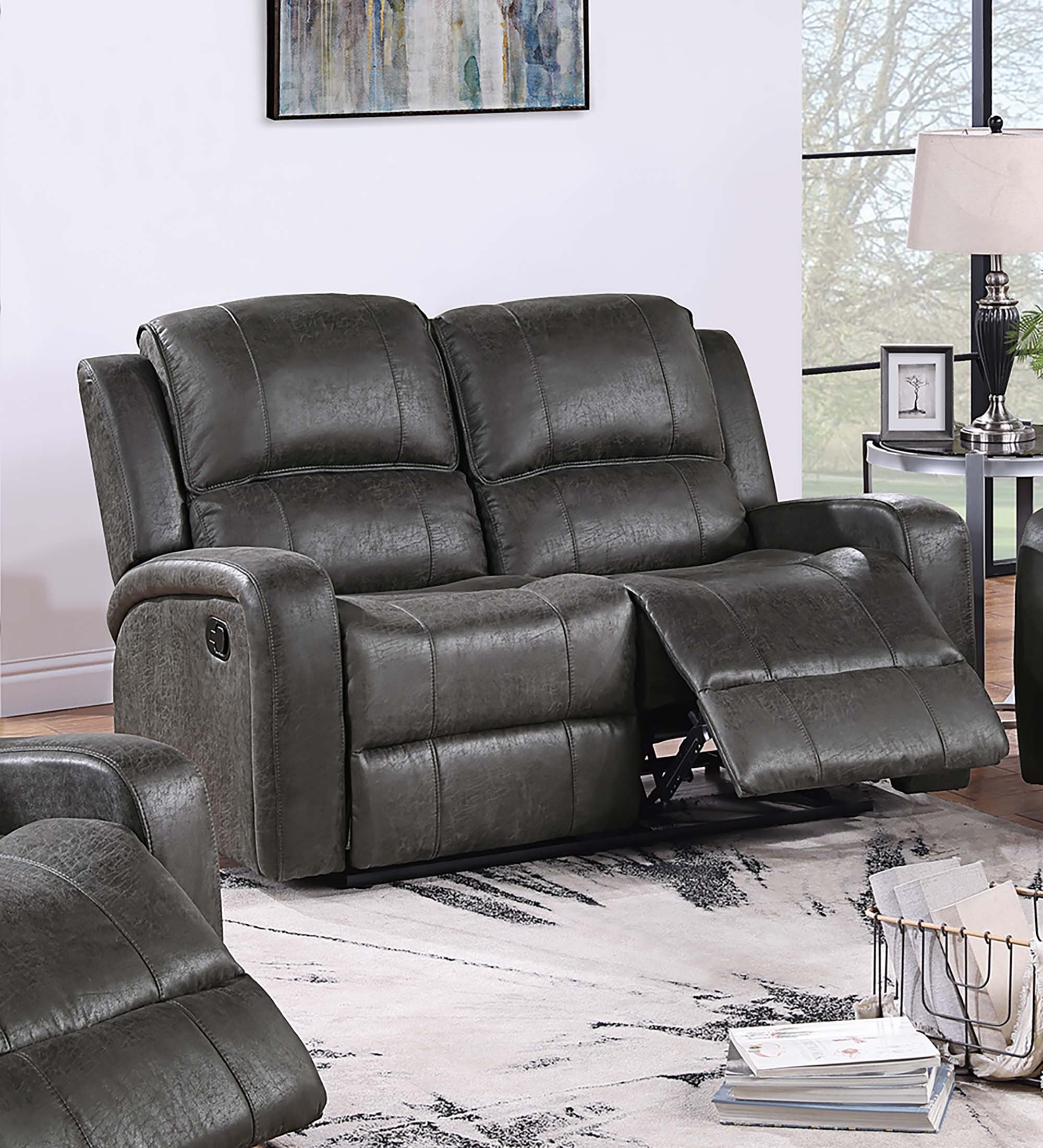 Manual Reclining Loveseat - Smoke