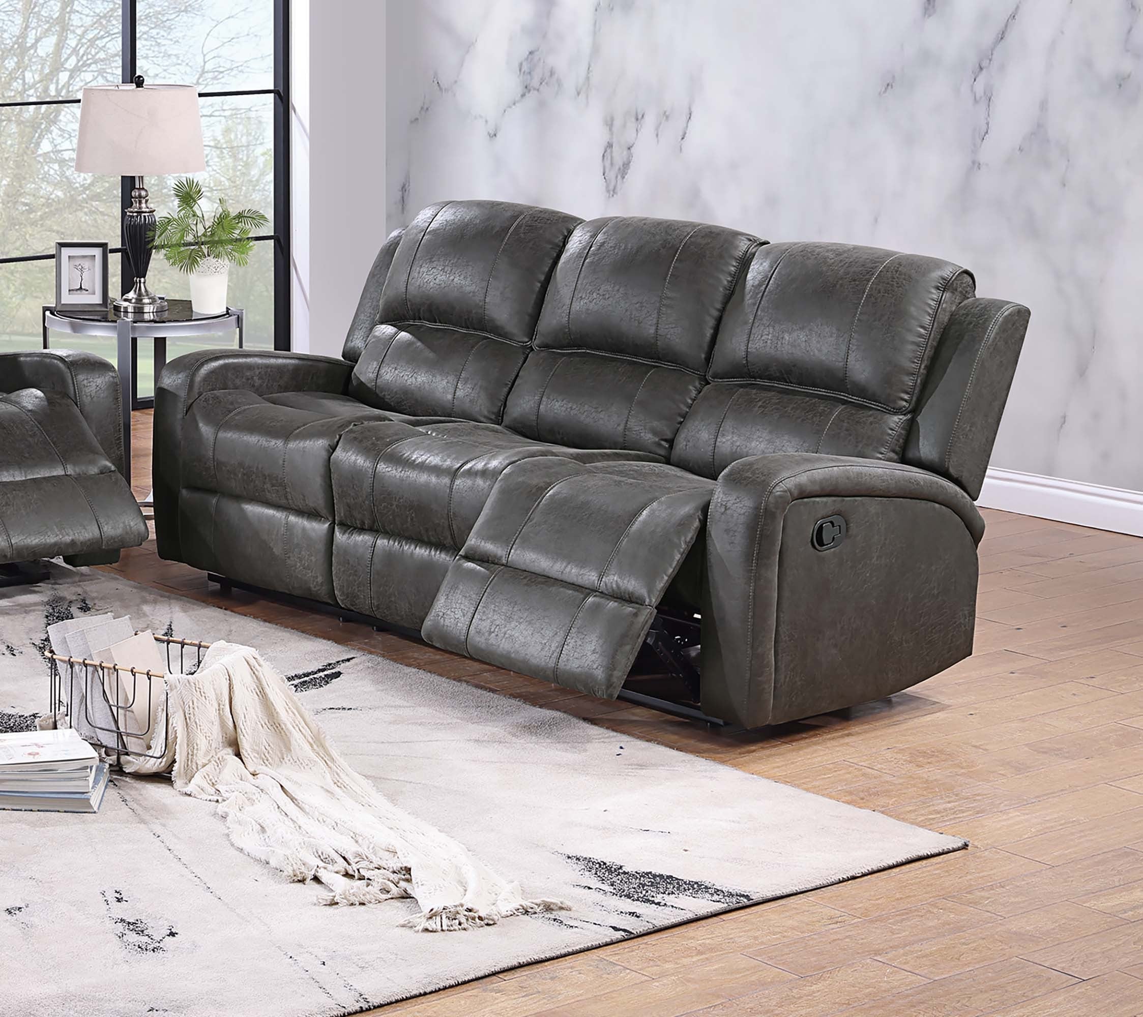 Manual Reclining Sofa - Smoke