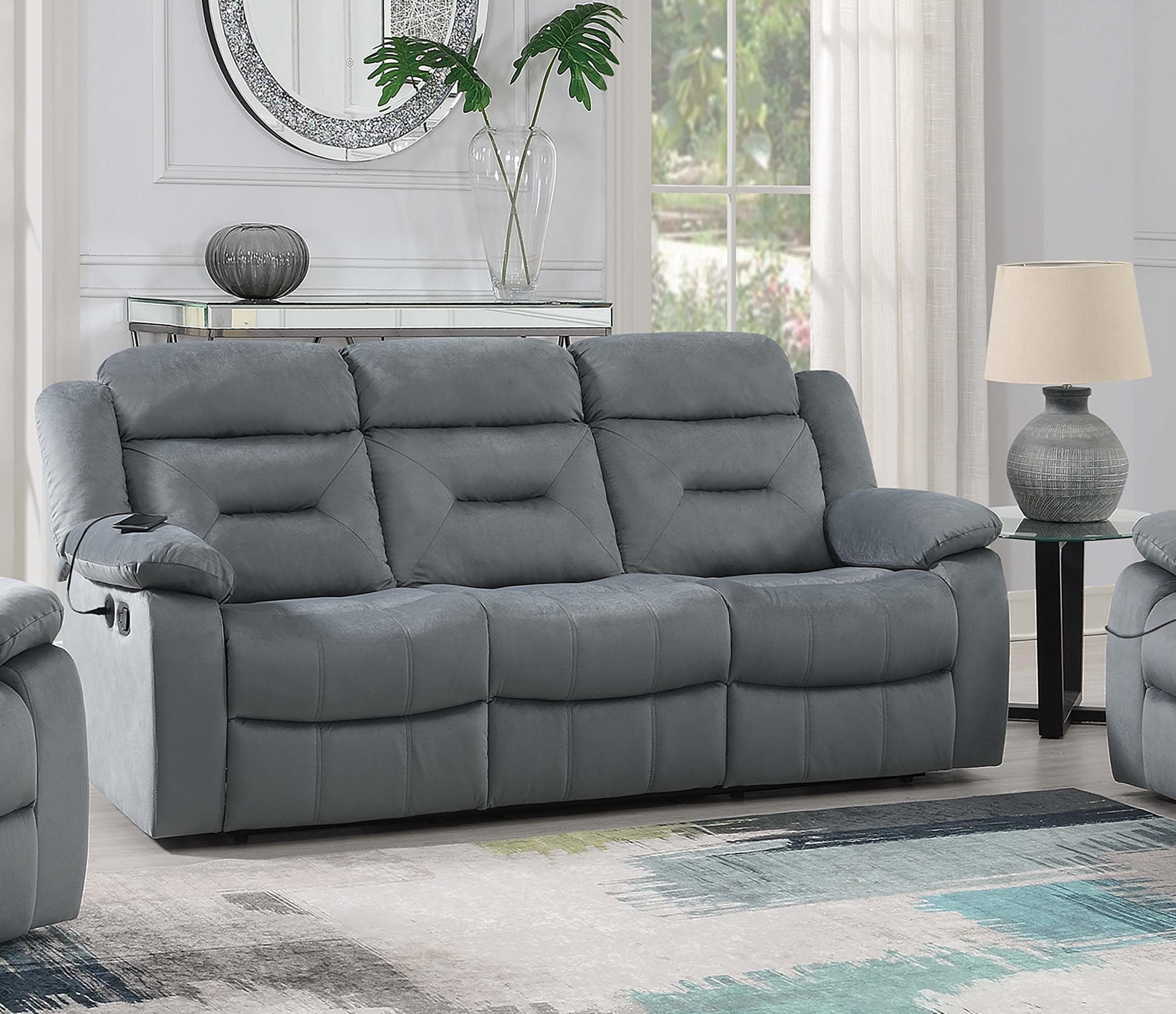 Manual Reclining Sofa - Dark Gray