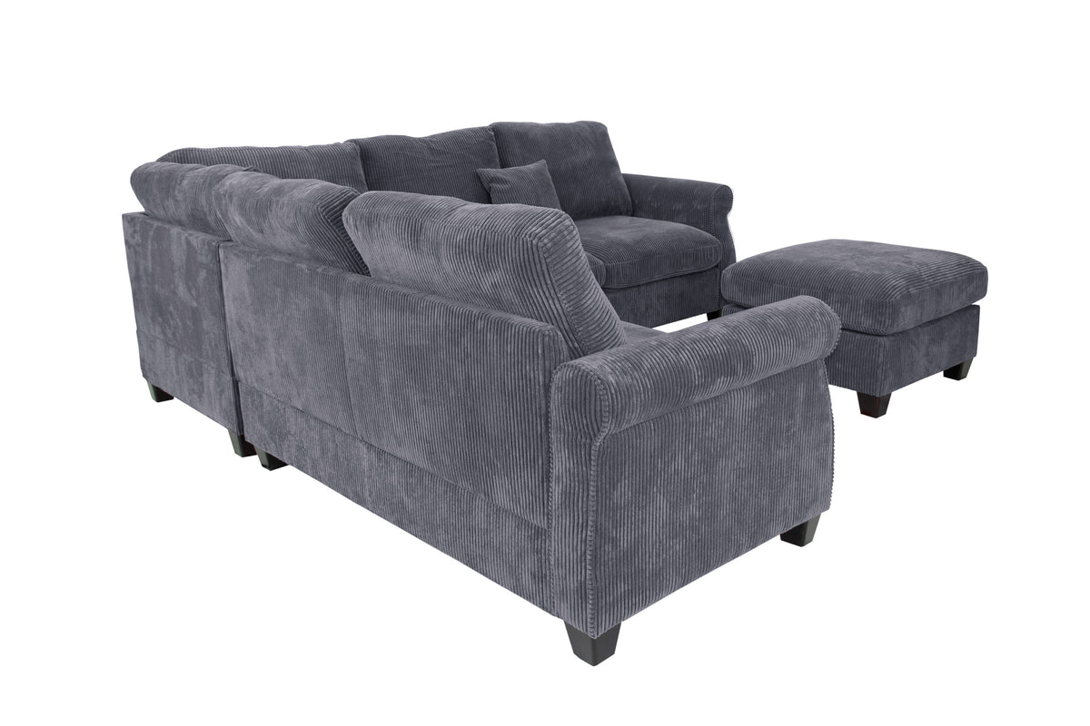 4-Pcs Sectional Sofa - Charcoal