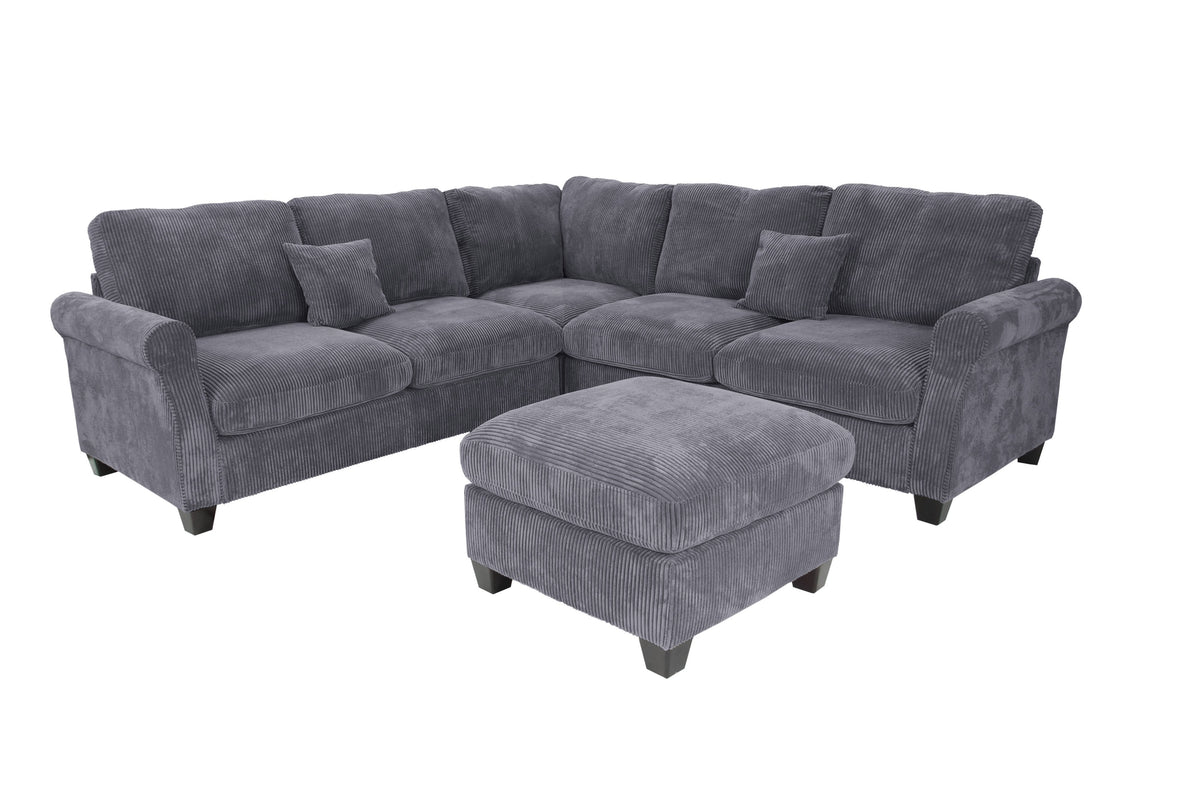 4-Pcs Sectional Sofa - Charcoal
