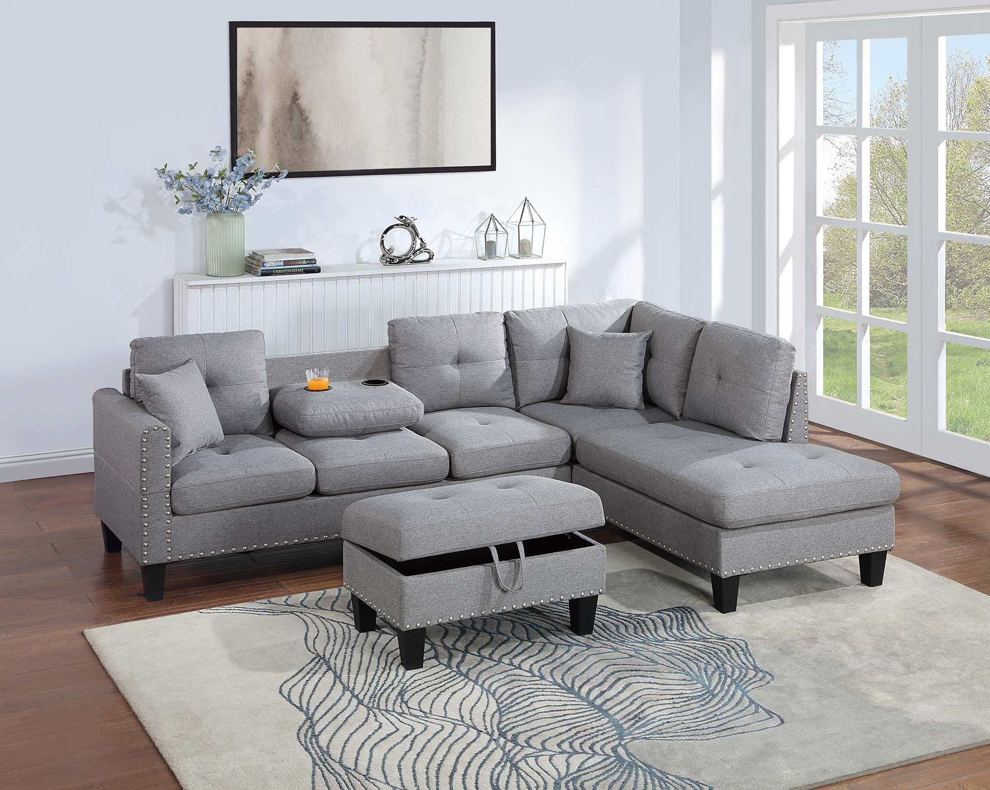 3-Piece Sectional Set - Taupe Gray