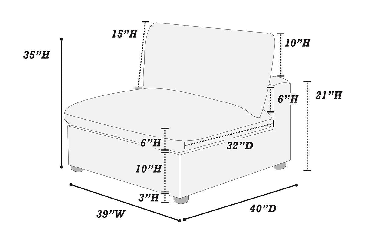 Armless Chair - Light Gray