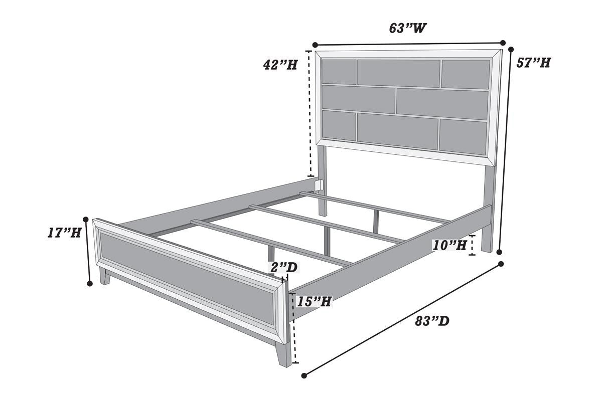 Queen Bed/Pu Foil Grey - Foil Grey
