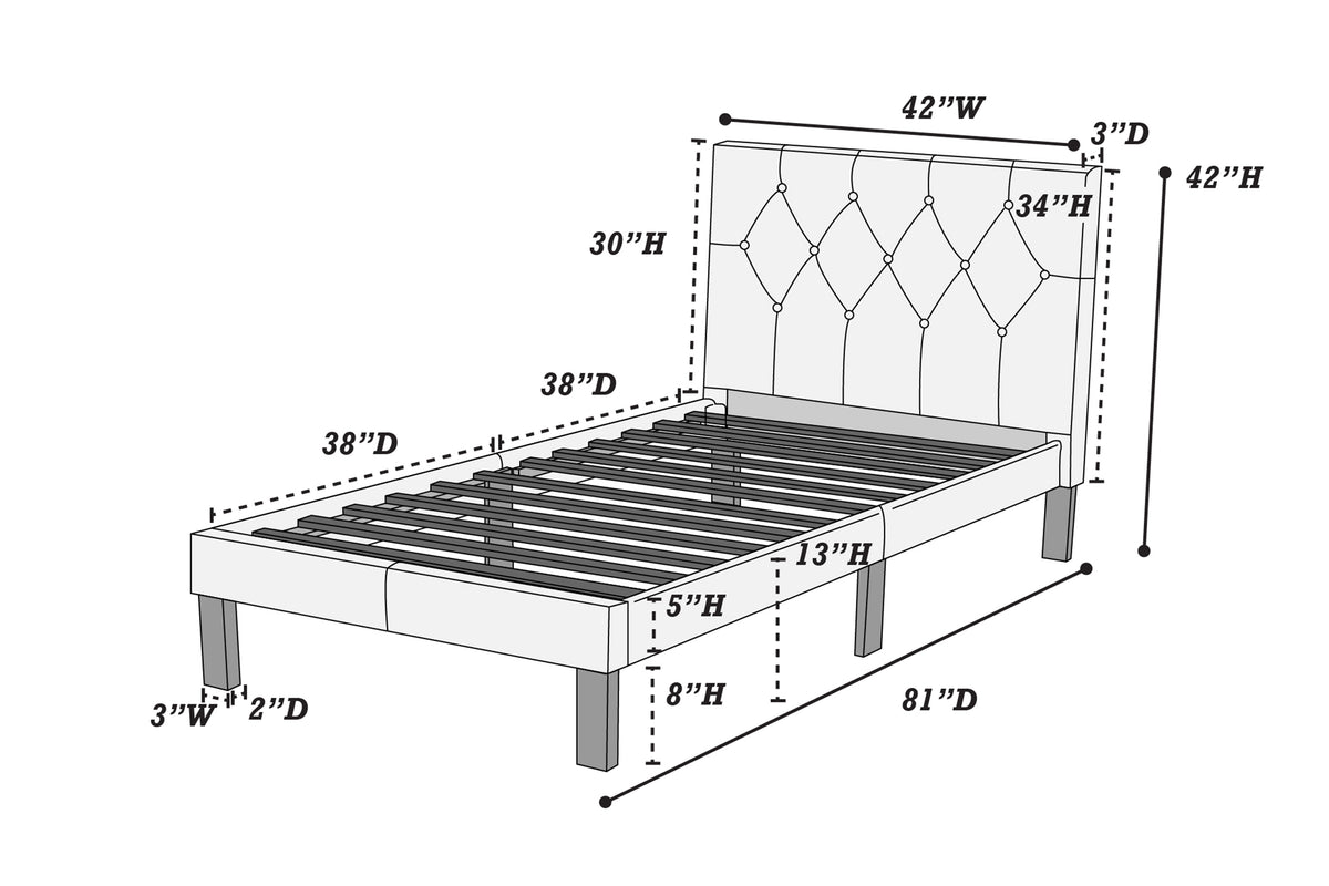Twin Bed - Pink / Espresso