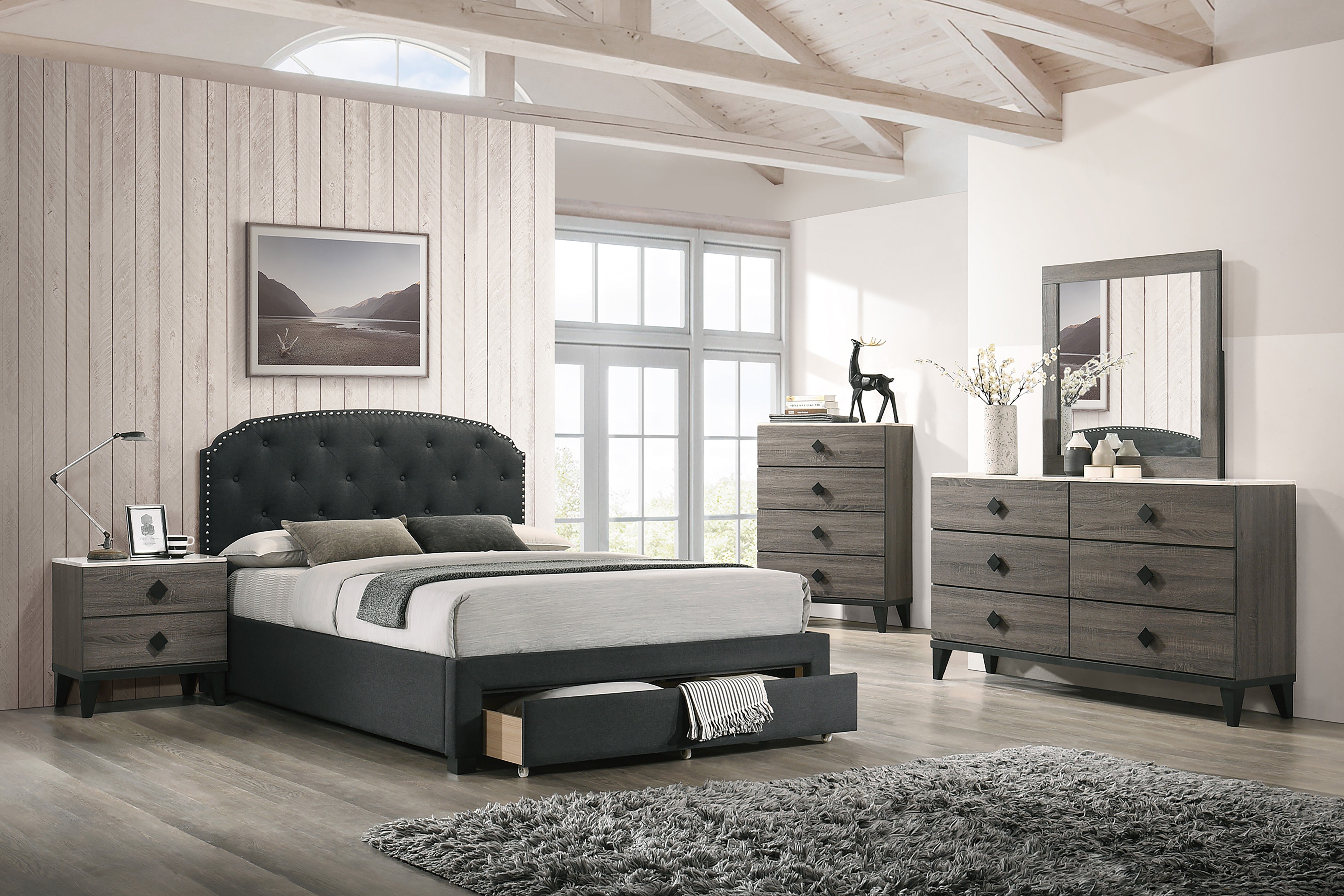 Eastern King Bed - Charcoal