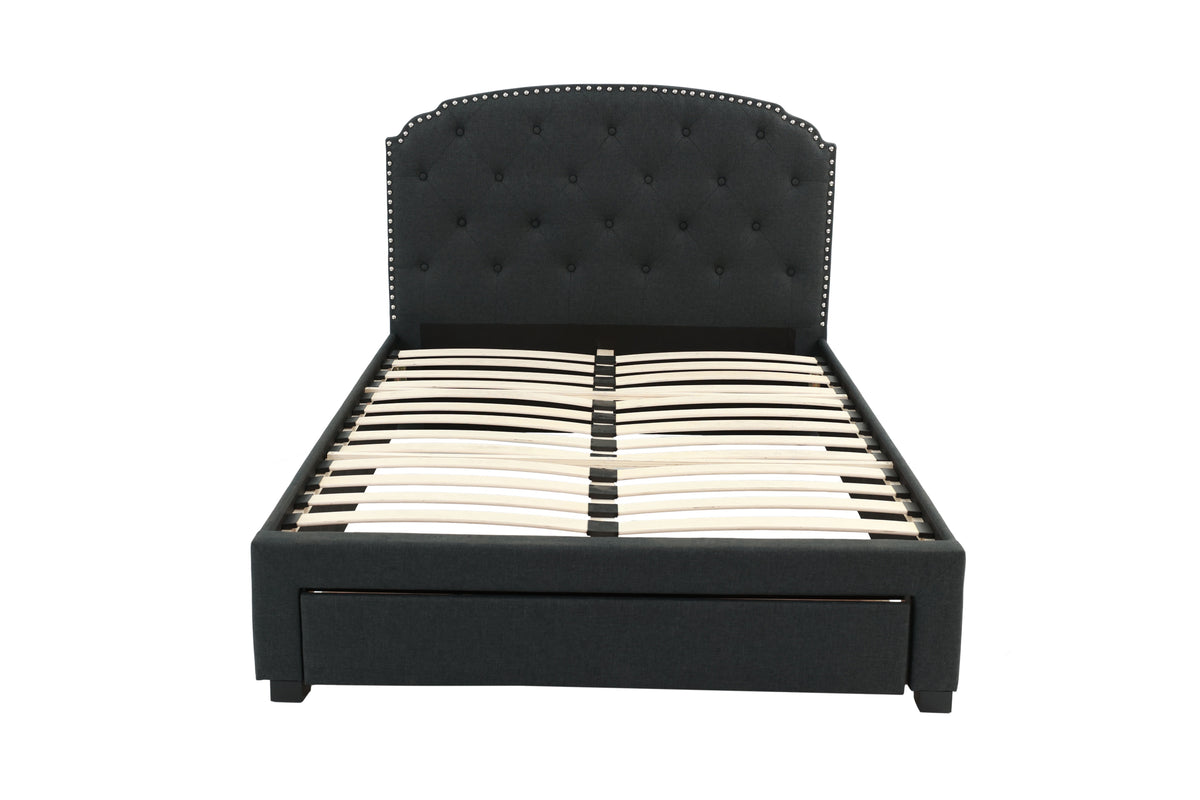 Twin Bed W/Drawer-Charcoal - Charcoal / Black