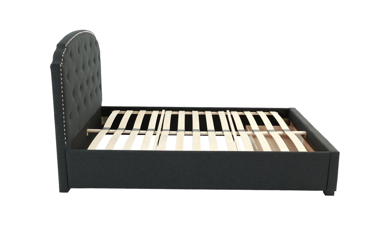 Twin Bed W/Drawer-Charcoal - Charcoal / Black