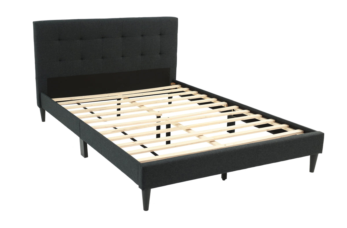 Eastern King Bed/Charcoal Fabric - Charcoal/Espresso
