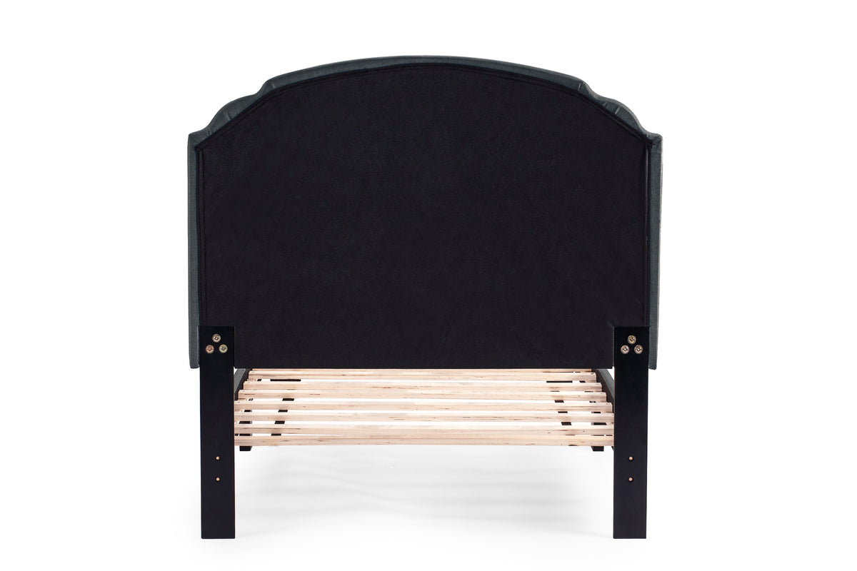 Twin Bed/Charcole Burplap - Charcoal / Black