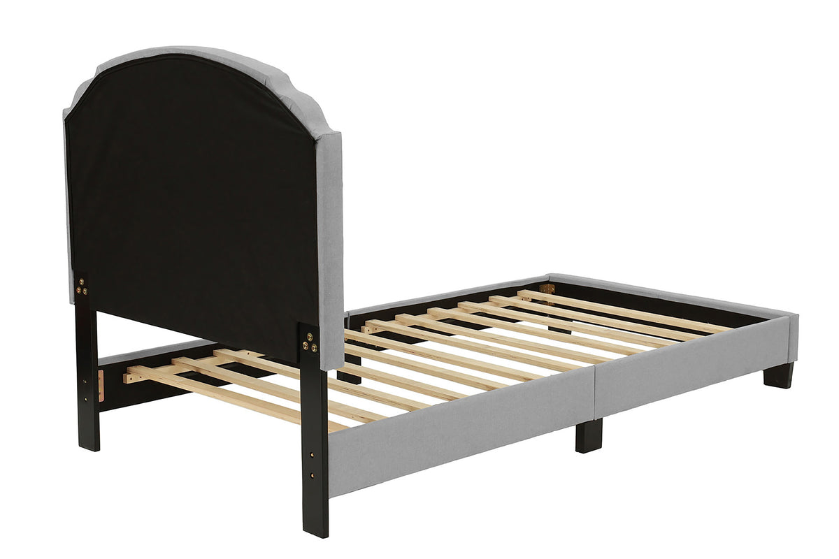 Twiin Bed/Light Grey Burplap - Light Grey / Black