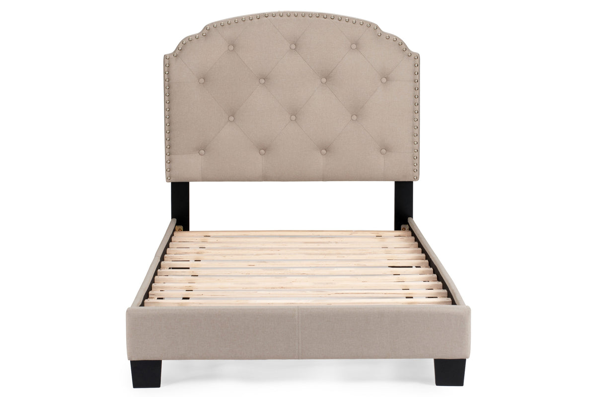 Twin Bed/Light Brown Burplap - Light Brown / Black