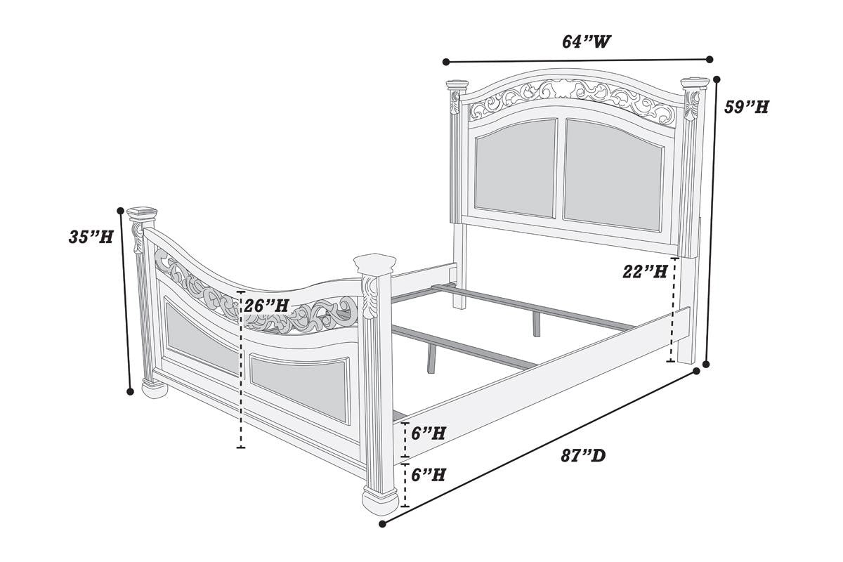 Queen Bed - Dark Cherry