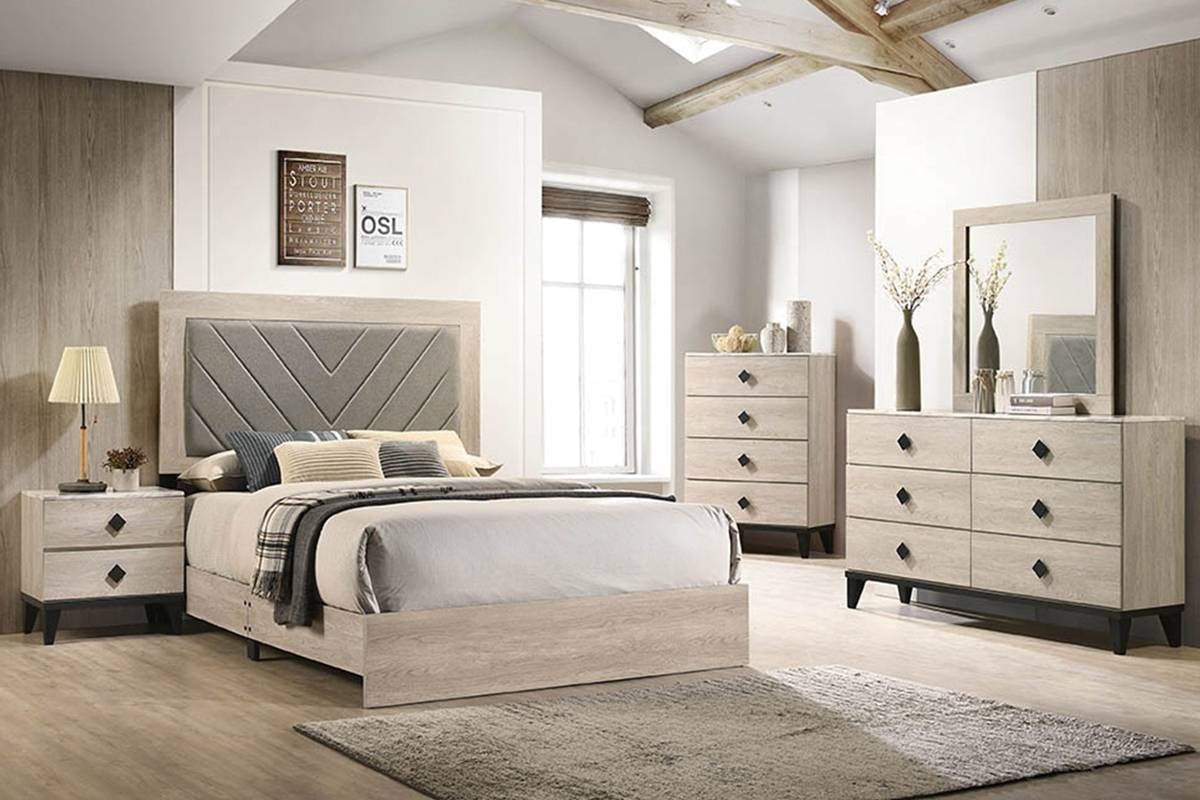California King Bed - Foil Beige