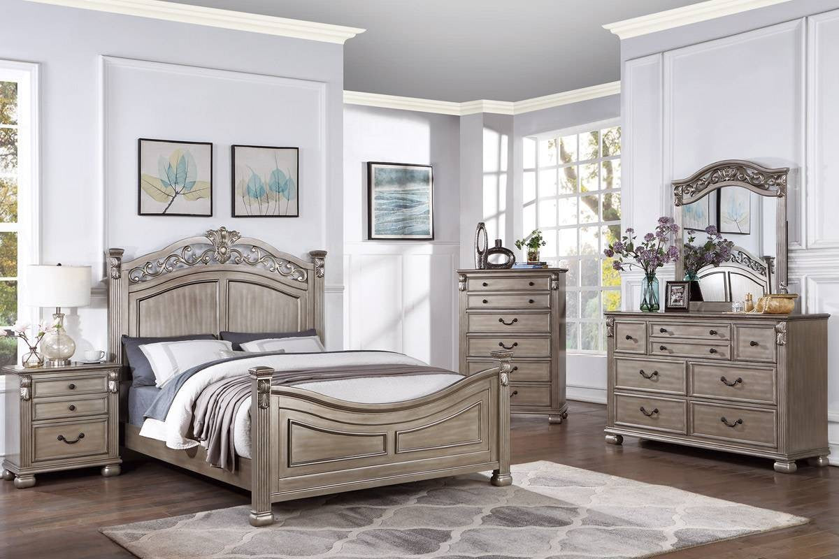 California King Bed - Antique Silver