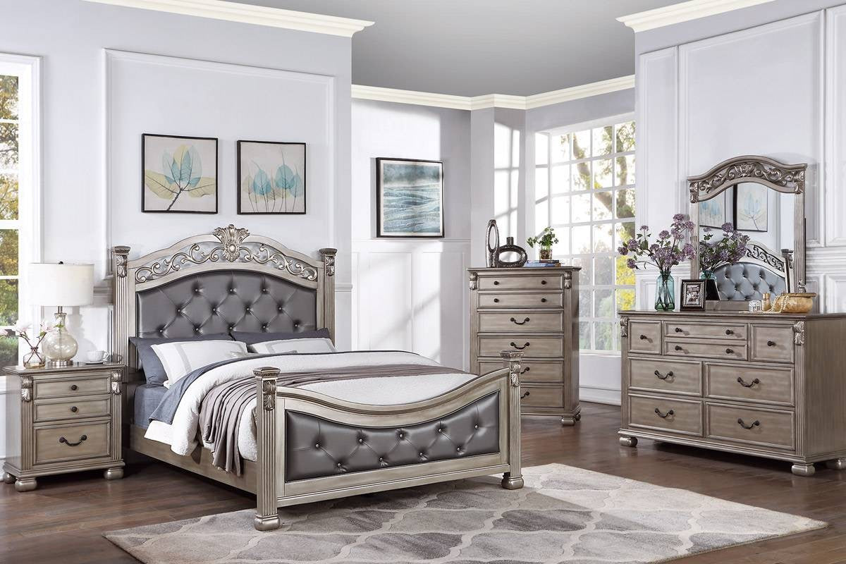 California King Bed - Antique Silver