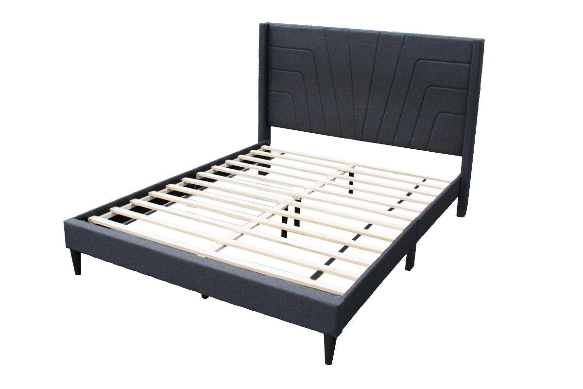 Queen Bed - Charcoal Burlap