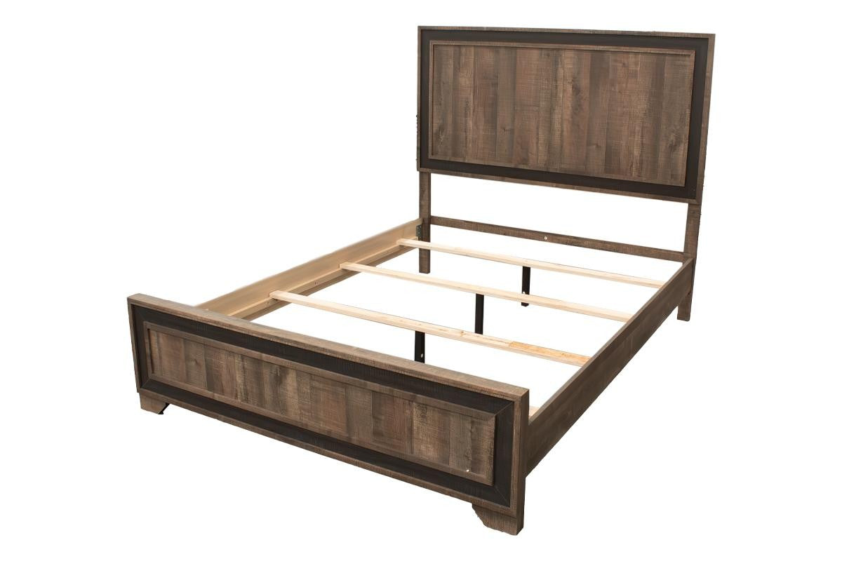 Queen Bed - Brown Rustic + Rustic Charcoal