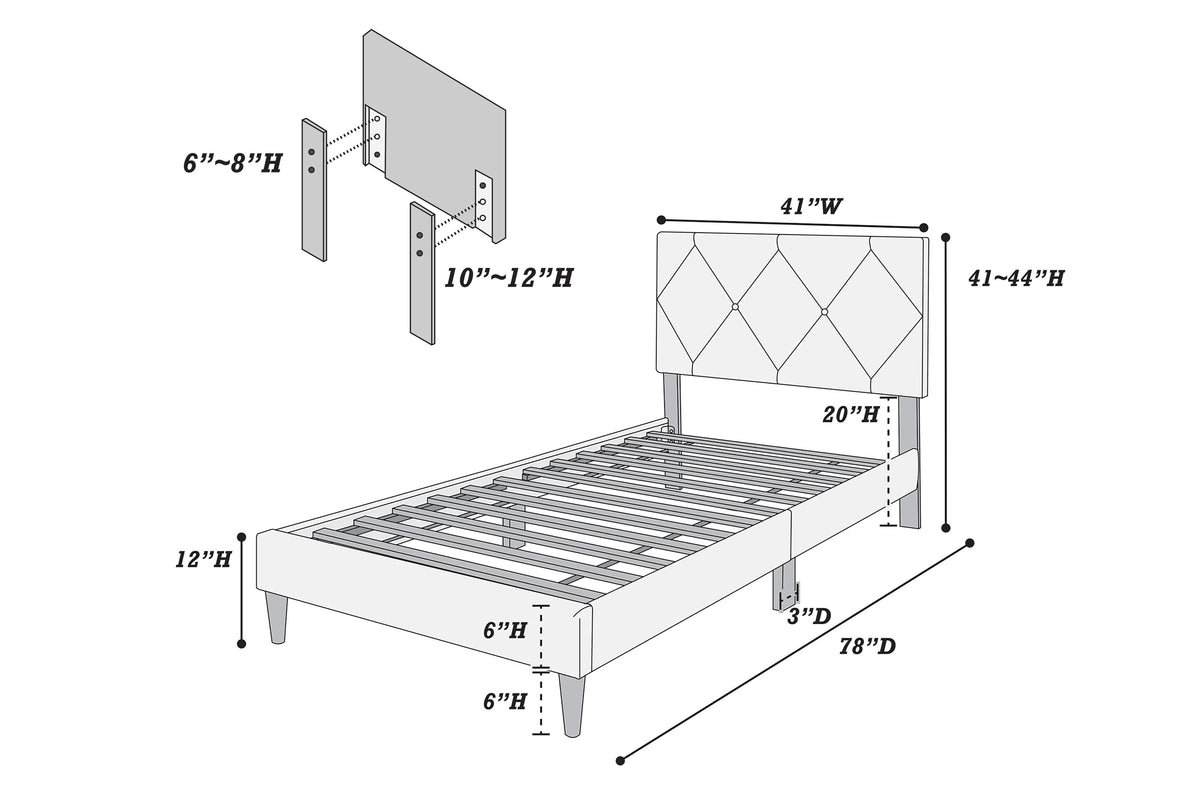 Twin Bed - Grey