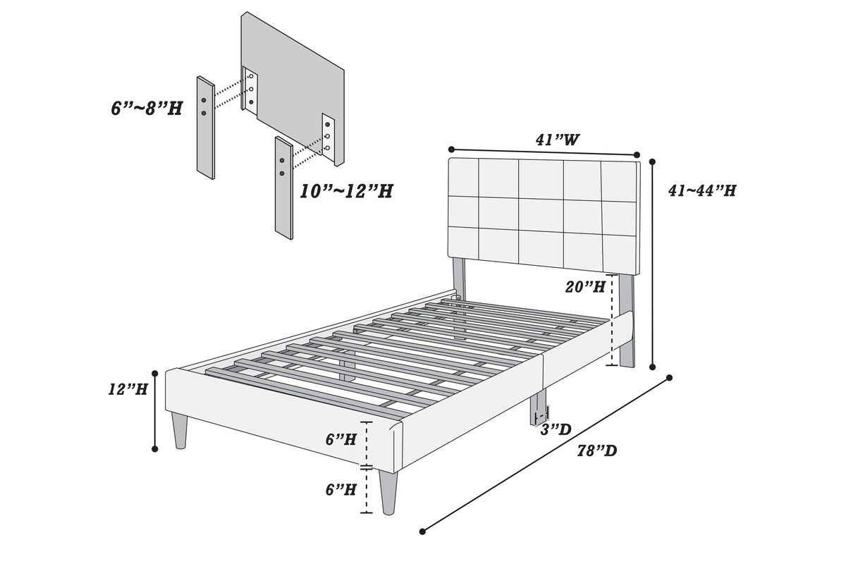 Twin Bed - Gray