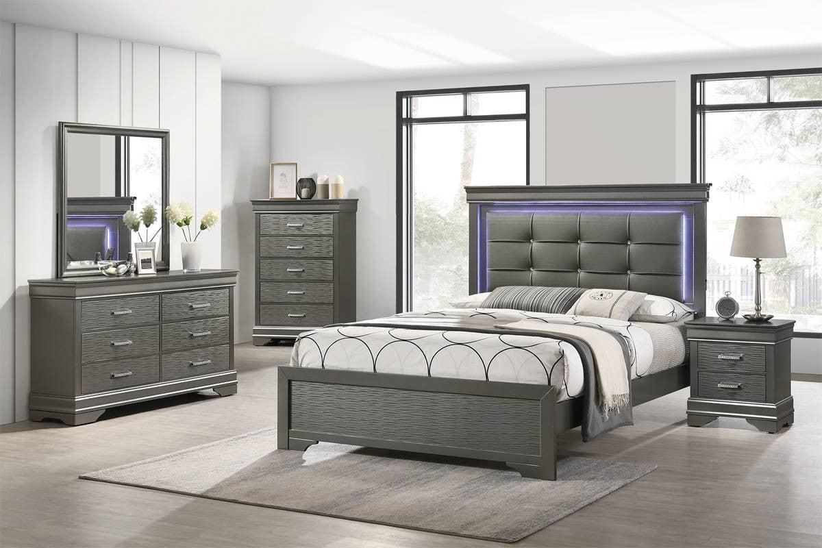 Queen Bed - Gray / Dark Gray