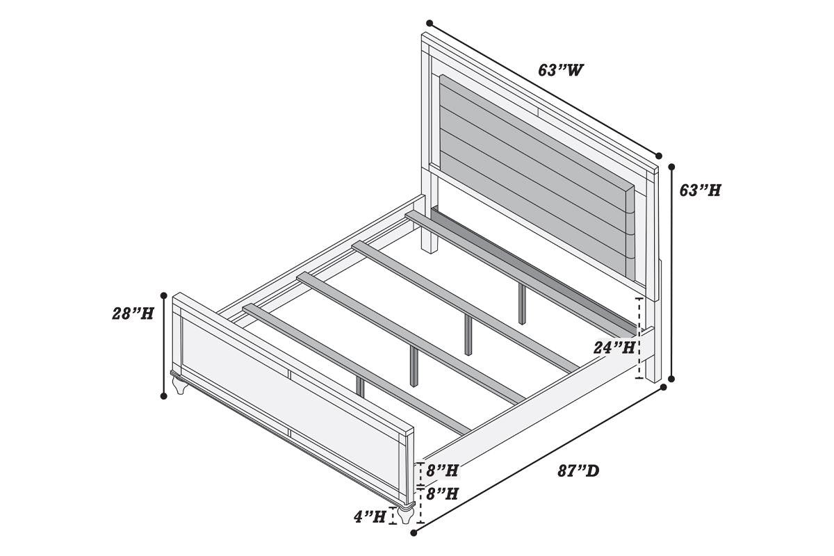 Queen Bed - Silver