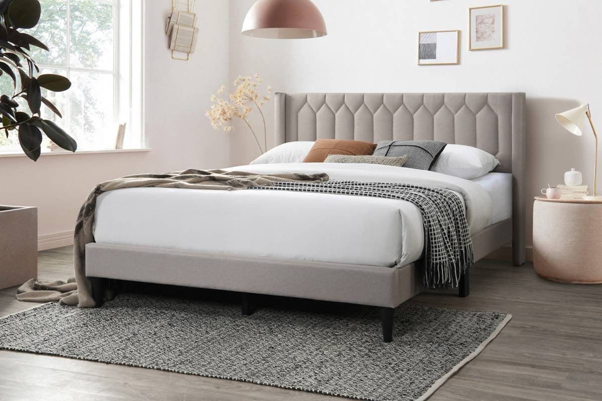Queen Bed - Light Brown