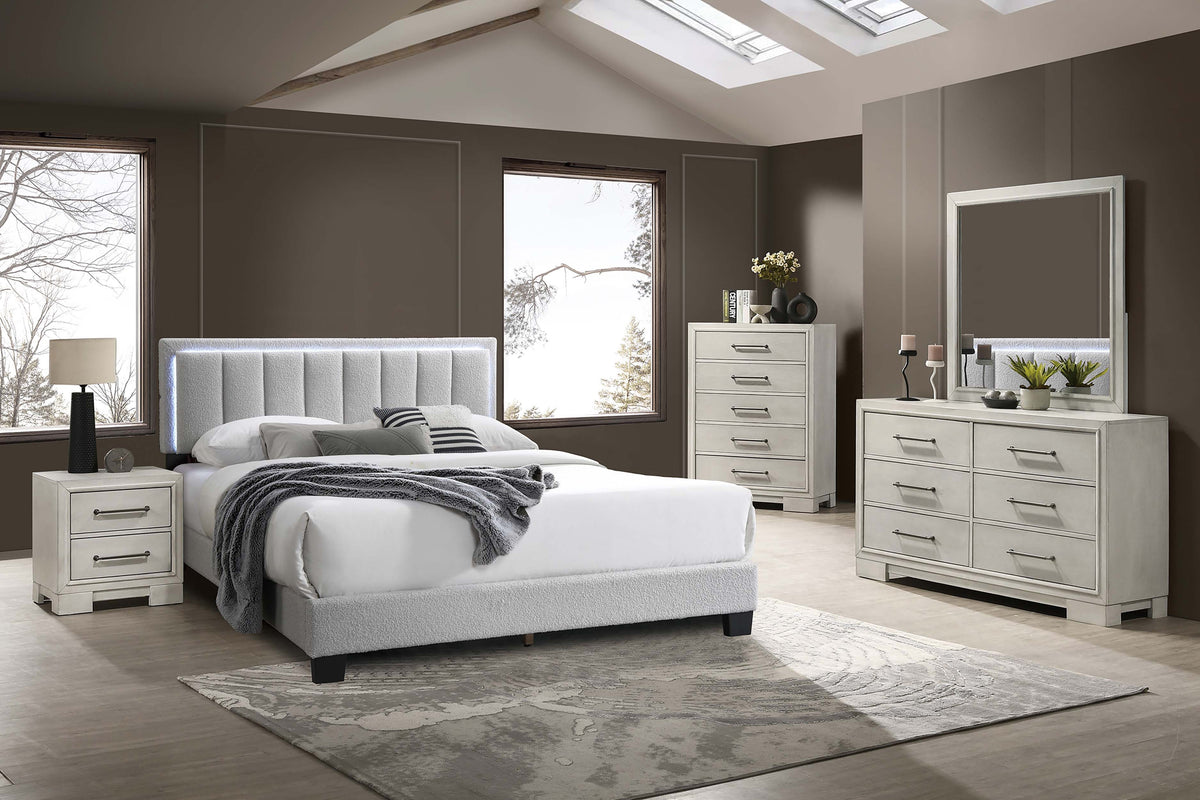 Queen Bed W/ Built-In Led Lights - Light Gray