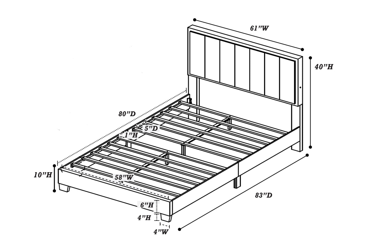 Queen Bed W/ Built-In Led Lights - Light Gray