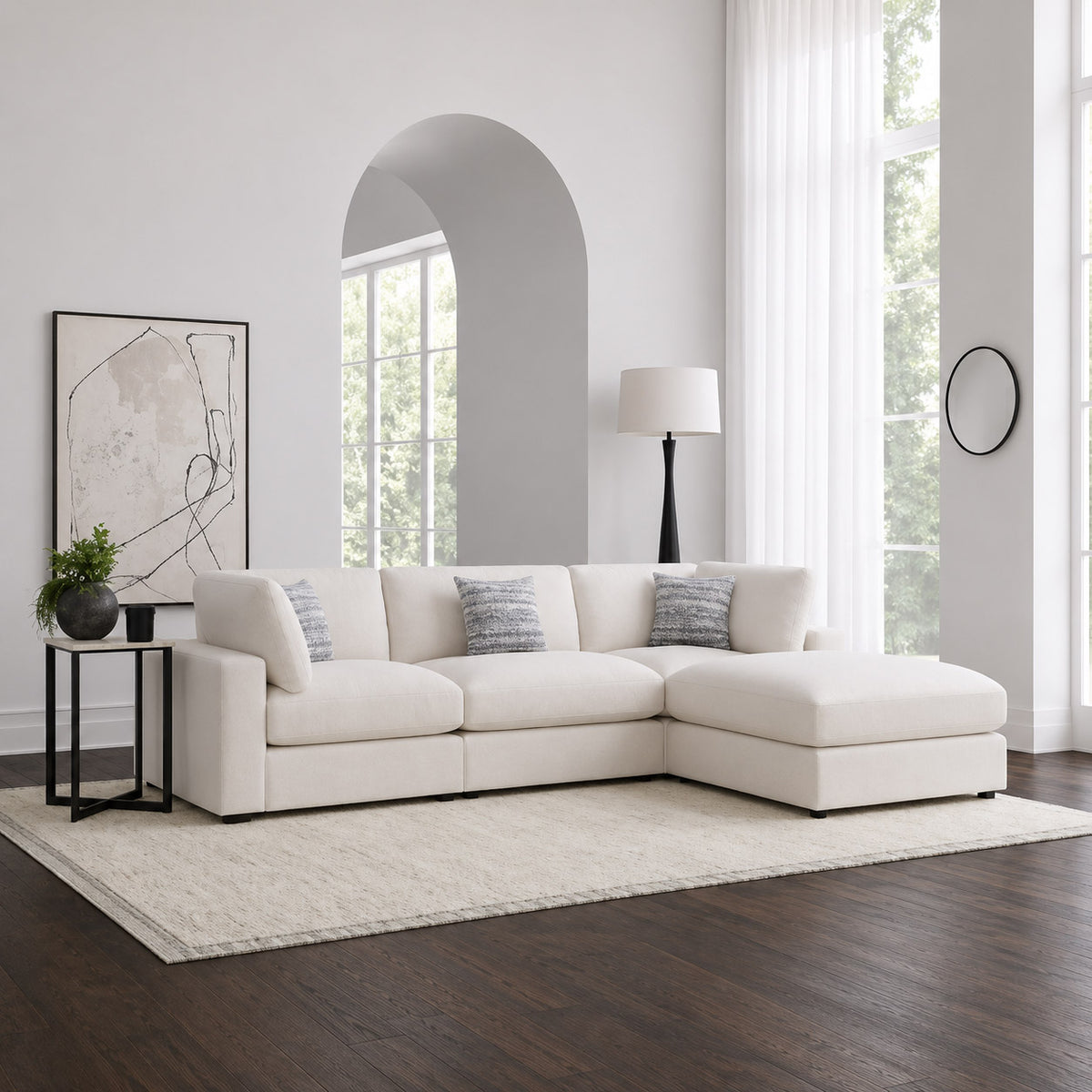 4-piece Upholstered Modular Sectional Sofa Beige 551321-SETB-CST